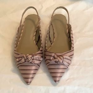 Ann Taylor Hermione Striped Bow Slingback Flat in Luminous Blush Size 8